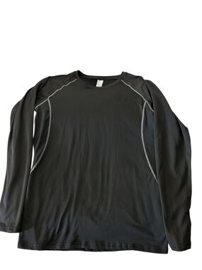 Men's Black Long-Sleeve Active Crew with Contrast Stitching